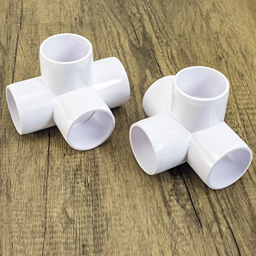 2PCS 1-1/4 Inch SCH40 4 Way Cross PVC Connector Elbow Pipe Fitting Coupling White Socket x Socket for Furniture DIY