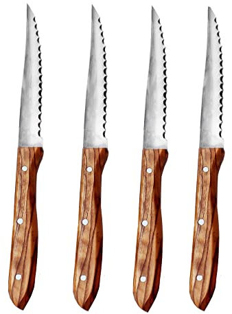 NATUREHOME Holzmesser 4er Set Premium Holzbesteck aus Olivenholz – natürlich, bio, umweltfreundlich