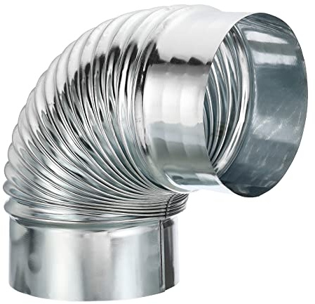PATIKIL 4.6 OD 90 Degree Elbow Duct Pipe Connector, HVAC Ventilation Chimney Flue Tube Connector Galvanized Iron Adapter for Camping Vent Exhaust Stovepipe