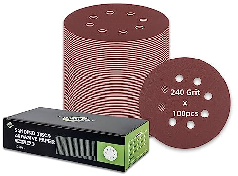 100 Stück Schleifpapier 125mm Klett, 240 Körnung 8 Loch Rund Schleifscheiben für Exzenterschleifer