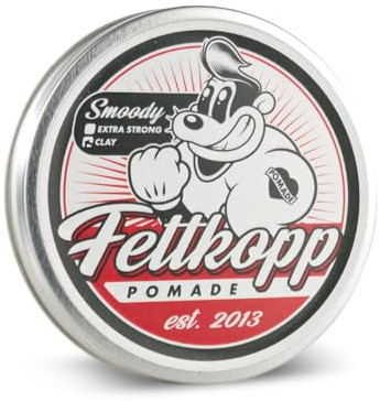 FETTKOPP POMADE - Smoody - rauchig-holzig – mittlerer-starker Halt (medium-firm hold) - Clay - ölbasierte Pomade - Stylingprodukt - Haarstylingprodukt - mattes finish - 51g