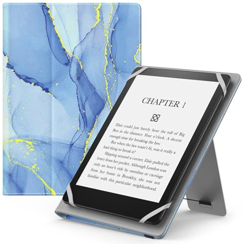 MoKo Universal Hülle für 6 6,8 7 Zoll Schutzhülle mit Handschlaufe & Verstellbarem Ständer für Kobo Clara 2E/Fire Tablet/Kindle/Kobo/Voyaga/Lenovo/Sony Kindle eBooks E-Reader Tablet, Hellblau