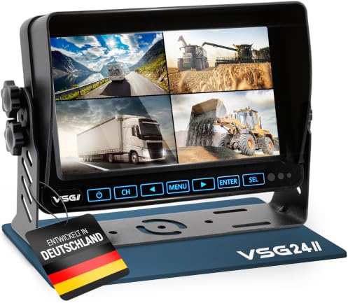 VSG24 Excellent HD Rückfahrmonitor – 7 Zoll Full HD Monitor – 4 Kameraeingänge – Touchdisplay – Loop-Aufnahme – 12 bis 32 V – für Wohnmobil, LKW & Transporter