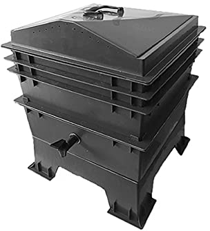 Poubelle à Compost extérieure, Poubelle à Compost de Ferme de Jardin, Poubelle à vermicompost, système de conteneur de vermicompostage,Noir,3 Floors