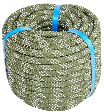 7/16 Inch 150ft Double Braided Polyester Arborist Rope, Heavy Duty Nylon Rope for Anchor, Tree Work, Cargo, Pulling, Sailing(ArmyGreen)