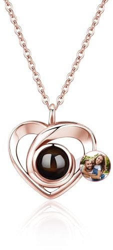 Easycosy personalisierte Halskette mit Bild Projektion, Kette damen mit Foto und vielfältiges Projektion Anhänger im Stein als personalisierte Geschenke für Mama Frauen Freundin Schwester zu Muttertag | Personalisierte Halskette mit Foto, Damen-Halskette mit projiziertem Foto, personalisierter Herzanhänger für Mutter und