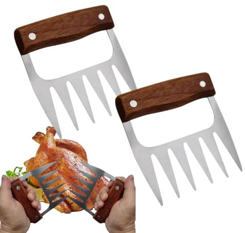 Hachoir à viande en métal, hachoir à viande en métal, hachoir à viande en acier inoxydable, 2 griffes à viande, accessoire de barbecue, pratique pour le pique-nique de cuisine