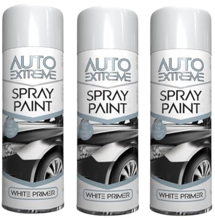 GSV Essentials White Primer Spray Paint, Matte Finish Primer Paint, Quick Dry Primer Spray for Multi-Surface Wood, Plastic, Metal DIY (250 ML, 3 PCS)