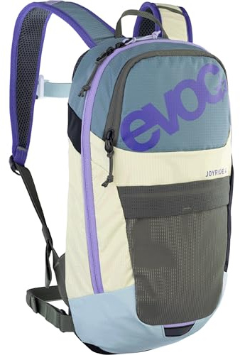EVOC JOYRIDE 4 Kinderrucksack, steel - lemonade - mint | Kinder Rucksack, Fahrradrucksack, leichter Sportrucksack für junge Biker:innen, abnehmbarer Hüftgurt, mit Trinkblasenfach
