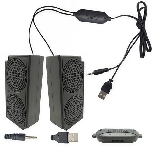 CTRICALVER Mini-högtalare 3 W 8 ohm, kabellängd 1,5 meter, lämplig för datorer, billjud, TV-utrustning och andra elektroniska enheter, subwoofer 3 W 8 ohm, 5 V USB-strömport 3,5 mm ljudport.
