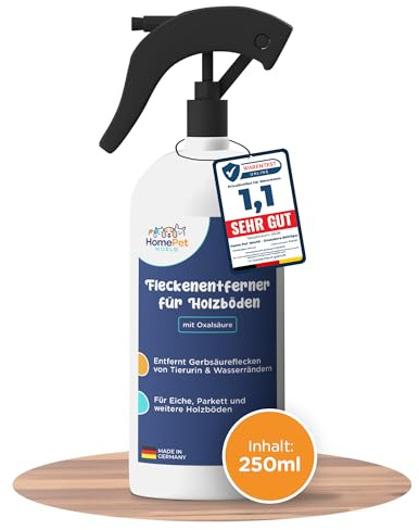 Oxalsäure Reiniger 250ml für Parkett Und Eiche: Oxalsäure Fleckenentferner geeignet für geölte und gewachste Holzböden - Gerbsäureflecken Spray auch nutzbar gegen Urinflecken Und Wasserflecken