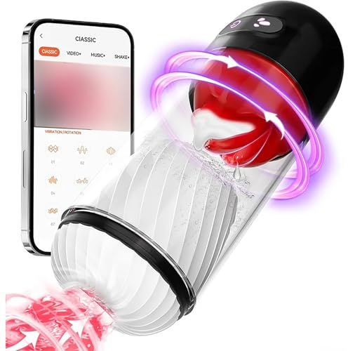 LZYLWC Männlicher Masturbator, elektrischer Masturbator Cup, Sexspielzeug mit 9 Vibrationen und 360° Zungenlecken, Penispumpe für die Männer Solo Masturbatoren Oral Vibrator Penis Sexspielzeug