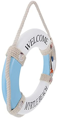 Cabilock Rettungsring Dekorative Wandkunst Hölzerner Rettungsring Im Mediterranen Stil 30 cm Hotelbar-Dekoration