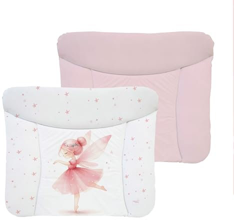 Ceba Baby® weiche Wickelauflage 75x72 cm - Doppelseitige Baby Wickelunterlage - Wickeltischauflage für Junge und Mädchen - Wasserdicht, abwaschbar - OEKO-TEX - Made in EU - Rosa Fee