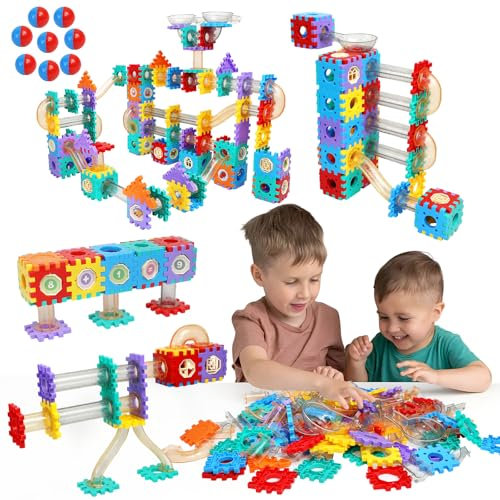 234-Piece Marble Run Track Building Blocks Toy Set, AOSITE Marble Race Construction Kit for Kids Ages 3,4,5,6,7,8,9,10,11,12, Creative Marble Track Game with Marbles for Boys and Girls Gift