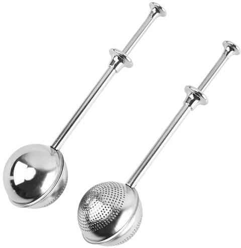 2Pcs/Set Stainless Steel Tea Ball Infuser with Full Hole and Half Hole Filters Expandable Press Style Loose Leaf Tea Strainer for Hot Cold Brew