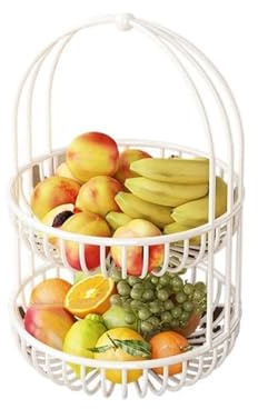 CAOJLjiaxiang-2012 Cestino per frutta – Cesto per frutta – Tavolino da caffè – Organizzatore per conservare frutta e verdura fresca, colore: bianco, taglia S