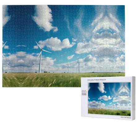 Poezjzw Windmills Puzzles For Adult 1000 Pieces Wooden Jigsaw For Family Friend Home Decor Wall Art 29.5 X 19.7 In