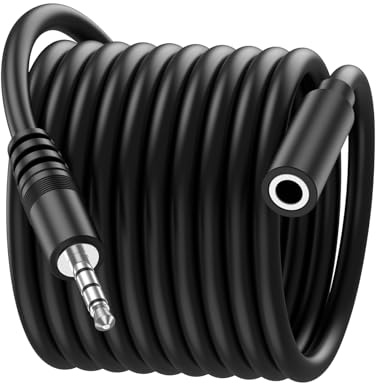 3.5mm Male to Female Extension Cable with Microphone Stereo Audio Adapter Silicone Compatible for Home/Car Stereos Smartphones Headphones Tablets Media Players and More (3m)