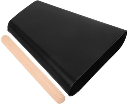Hohopeti Campanaccio di Metallo Nero 4 Pollici con Bacchetta in Legno Set per Strumento Percussione per Eventi Sportivi e Sviluppo Senso del Ritmo