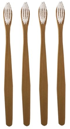 WEKADRIN 4 pezzi Spazzolini da Denti in Bambù Compostabili con Setole Efficaci Manico Ergonomico Antiscivolo per Casa Viaggio e Università Completa e Igiene Orale Quotidiana