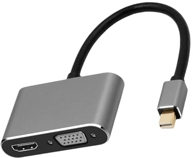 PURPLELILY Convertisseurs DP à double interfaces Hdmis VGA 60 Hz Adaptateur pour moniteur PC Bureau Display Adapter Présentations DP vers HDMI VGA Convertisseurs