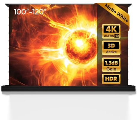 NothingProjector Schermo di Proiezione Motorizzato da Pavimento, Schermo Elettrico per Proiettori UST e Standard, Bianco Opaco Gain 1.3, 4K/8K UHD, 120 Pollici