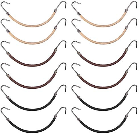15 Stück elastische Bänder Haarstyling Pferdeschwanz Haken, Schwarz, Braun und Blond