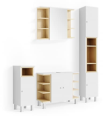 Vicco Meubles Bain Aquis, Blanc, 4 Parties
