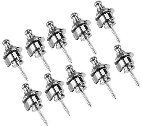 secure locks gitarre,Gitarrengurt Schlösser Tasten 10 teile Gitarrengurt Tasten Schnellverschluss Sicherheit Straplocks Rutschfeste Strap Retainer System Für Akustische E-gitarre Bass Ukulele(Silber)