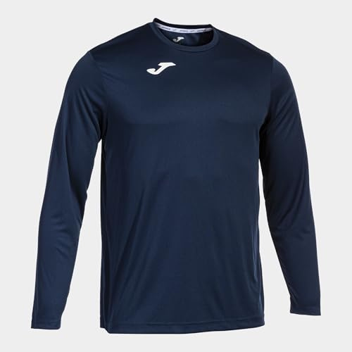 Joma - Camiseta Deportiva Manga Larga Hombre - Ligera y Transpirable Ideal para Todo Tipo de Deporte - Combi L - Marino