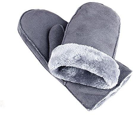 MEGAUK Damen Fäustlinge mit Warme Gefüttert - Lammfell Design Handschuhe - Kunstfell Winterhandschuhe - Winter Fausthandschuhe