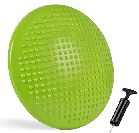 MSPORTS Cojín para asiento de pelota, incluye bomba y póster de ejercicios, aprox. 32 cm de diámetro con superficie granulada, ideal para deporte/fitness, cojín de equilibrio, cojín de asiento, cojín