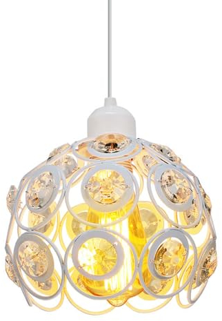 PETITES ECREVISSES Lampadario moderno in cristallo industriale lampadario a sospensione E27 metallo da soffitto Ø200 mm disegno per camera da letto infanzia soggiorno ristorante (bianco-A)