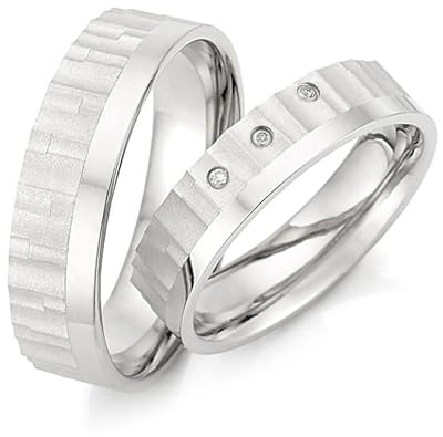 123traumringe Eheringe in 925 Silber I Partnerringe mit Etui & Gravur I Damenring mit 3 Brillanten I Ringgröße 50-62 mm oder 54-70 mm I Verlobungsringe in 5/6 mm Breite & 1,5 mm Stärke I P24