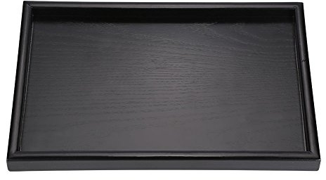 Ejoyous Wooden Serving Tray, Rectangular Black Wood Platter, for Storage, Dinner, Fruit, Milk, Coffee, Wine, Kitchen, Living Room (30 * 20 * 2cm)