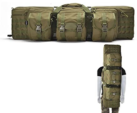 SJASD Waffenkoffer für Langwaffen,Doppelgewehrtasche Waffentasche Gewehrtasche,Gepolsterte Gewehrkoffer mit Doppelfach & Aussentaschen,Gewehrfutteral für das Jagdschießen,600D Oxford Tuch