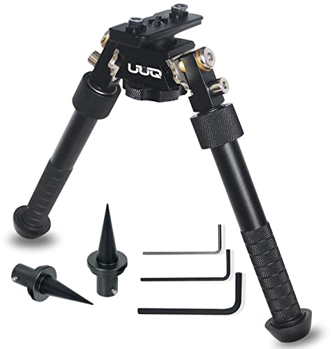 UUQ QV8 6-9 Inches Tactical Rifle Adjustable Bipod for Hunting and Shooting, Mount Base for Mlok Handguards, Directly Attach to M-Rail System, w/Spike Feet (Integral Model)