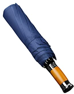 TOBILE Regenschirm großer Regenschirm für Herren, Business, 1,2 m, vollautomatischer Regenschirm, winddicht, 10 K Holzgriff, Golfschirme, blau, A