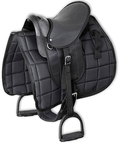 INLIFE Pony 91179 - Juego de sillín (10, 4,4 kg), color negro