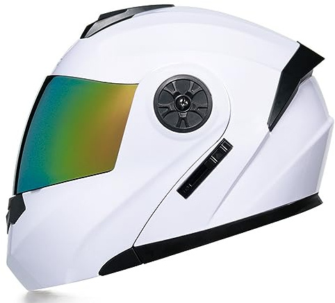 Damen Herren Erwachsene DOT ECEzugelassener Helm Motorradhelm Integralhelm Verkehrssicherheit, Robuster Leiser Motorrad Helm ECE A,M57-58CM