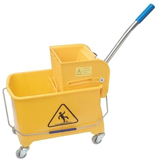 Carrello per pulizie VIOVIE (20 litri) con pressa piatta - Carrello per pulizie mobile ed ergonomico con ruote girevoli a 360° - Ideale per la casa e il lavoro