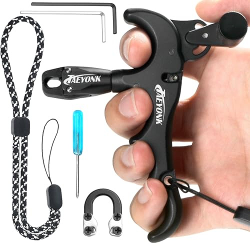 Bow Release for Compound Bow,Aluminum 360°Rotatable Black 4 Finger Archery Thumb Release Trigger,Thumb Release for Compound Bow Release,Bow Thumb Release,Archery Release Aids for Youth or Adults