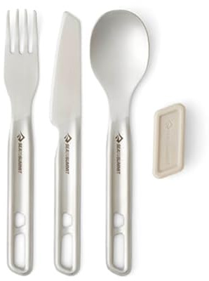 Sea to Summit Detour - Set di posate da campeggio in acciaio inox, 1 persona (coltello, forchetta, cucchiaio con custodia in silicone)