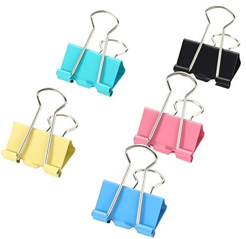 Clips plegables de 25 mm, clips de papel de metal de colores, 20 unidades, clips de cola de milano media, clips de archivo de dinero, pinzas estacionarias