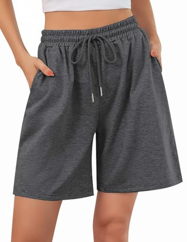 Jezonga Pantaloncini Estivi Sportivi da Donna in Cotone Pantaloni Corti Vita Alta Fitness Shorts con Tasche Coulisse