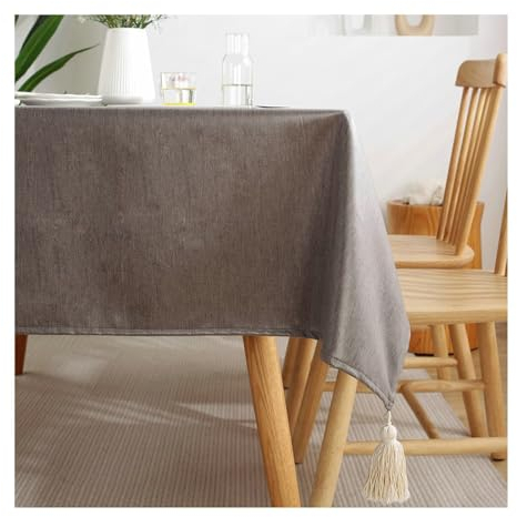 BCughia Tischdecke 120x170 Rechteckig, Tischdecke Abwaschbar Couchtisch Polyester Einfarbig mit Quasten Tischdecke für Esstisch, Kaffee
