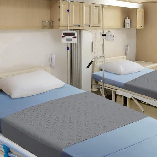 HUNAIGEE Inkontinenzunterlage Waschbar Bettunterlage Inkontinenzauflage mit Biesen Wiederverwendbar Unterlage für Inkontinenz 4-lagige wasserdichte Bettunterlage mit Flügeln Grau (150x100cm)