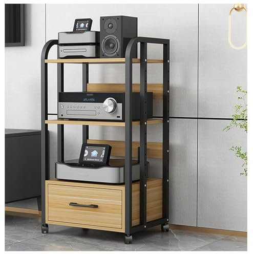 Estante Esquinero con Soporte Multimedia AV De 2 3 4 Niveles For Tocadiscos, Mueble Esquinero For TV con Estantes Ajustables, Torre De Audio Montada En Estante B,3-50x40x100cm