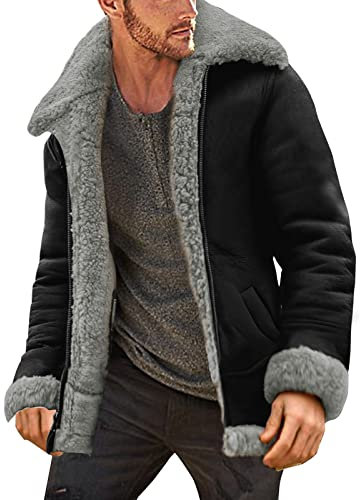 SRZYMJ Lederjacke Herren Grey Bomberjacke Leder Herren Bomberjacke Herren Leder Langarmshirt Rundhals Oberteile Sommer Pullover Herren Leichte Regenjacke Herren 4XL Herren Warme Jeansjacke